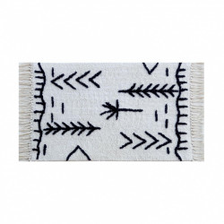 Tapis de bain l.50 x L.80 cm blanc/noir, Beni AZAO de marque AZAO, référence: B9286300
