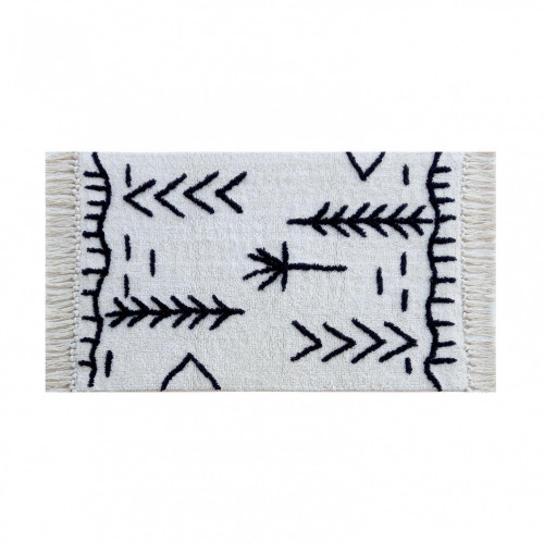 Tapis de bain l.50 x L.80 cm blanc/noir, Beni AZAO - AZAO