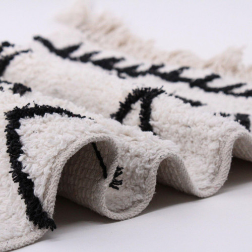 Tapis de bain l.50 x L.80 cm blanc/noir, Beni AZAO - AZAO