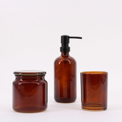 Distributeur de savon en verre Ambre, marron - AZAO