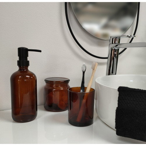 Distributeur de savon en verre Ambre, marron - AZAO