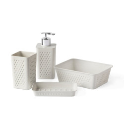 Lot de 4 accessoires à poser TATAY Bohol plastique blanc de marque TATAY, référence: B9287500