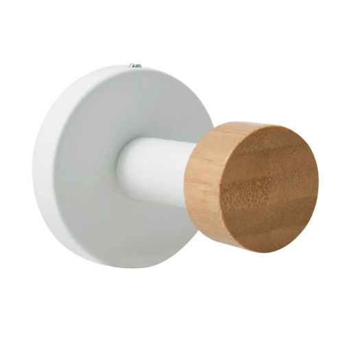 Crochet pour salle de bains à visser simple, MSV Iana, blanc bambou - Sans marque
