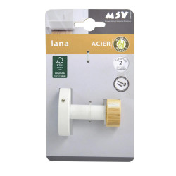 Crochet pour salle de bains à visser simple, MSV Iana, blanc bambou - Sans marque