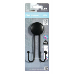 Crochet pour salle de bains ventouse double, MSV Mega, noir - Sans marque