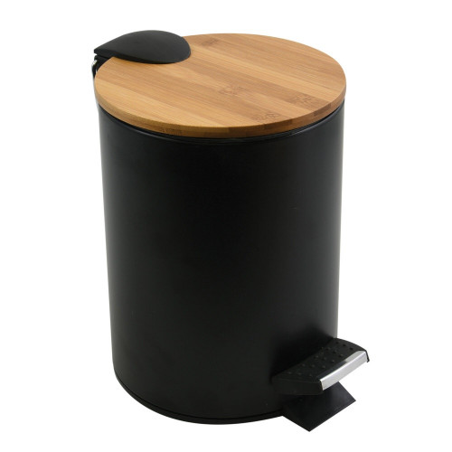 Poubelle de salle de bains SPIRELLA Adonis 3 litres noir bois - Sans marque
