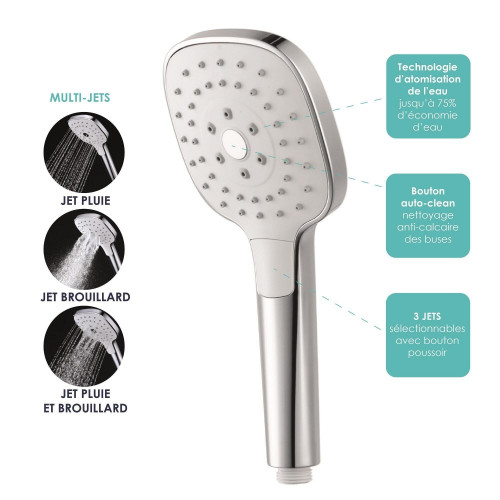 Pommeau de douche 3 jets Mist - Sans marque