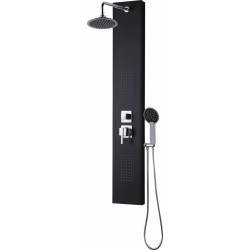 Colonne de douche hydromassante avec robinetterie, noir, Houka - ROUSSEAU