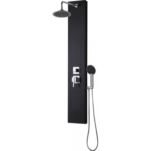 Colonne de douche hydromassante avec robinetterie, noir, Houka - ROUSSEAU