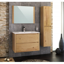 Meuble simple vasque, 2 tiroirs, Madison, imitation chêne naturel, l.80 x H.58 x P.47 cm de marque Sans marque, référence: B9292700