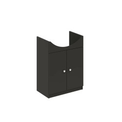 Meuble sous-vasque et miroir led GALICE 4, 2 portes, l.60 x H.77.4 x P.45 cm, gris - ROYO