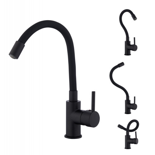 Mitigeur lavabo noir mat, EDOUARD ROUSSEAU Ilo memoire de forme L - ROUSSEAU