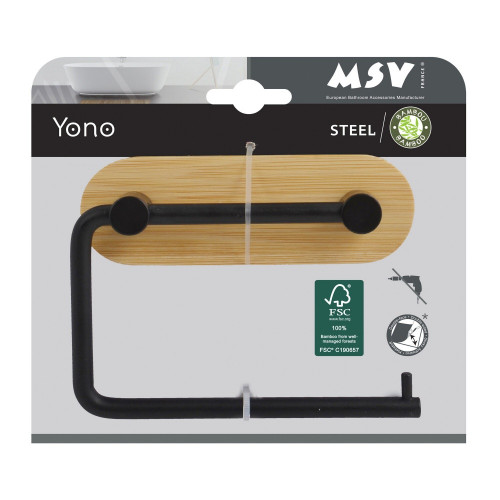 Dérouleur papier wc MSV Yono noir bambou - Sans marque