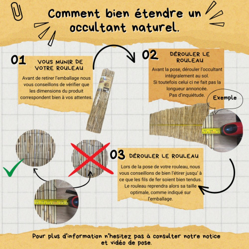 Canisse roseau fendu, IDEAL GARDEN, H.1 x L.3 m - IDEAL GARDEN