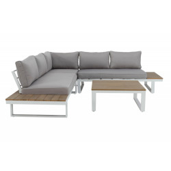 Salon bas Capri 5p en bois composite et aluminium blanc - Sans marque