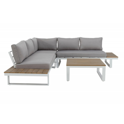 Salon bas Capri 5p en bois composite et aluminium blanc - Sans marque