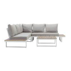 Salon bas Capri 5p en bois composite et aluminium blanc - Sans marque
