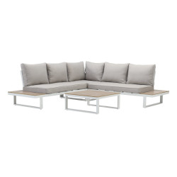 Salon bas Capri 5p en bois composite et aluminium blanc - Sans marque