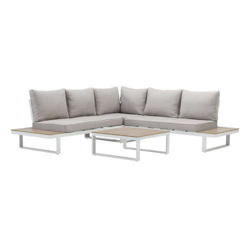 Salon bas Capri 5p en bois composite et aluminium blanc - Sans marque