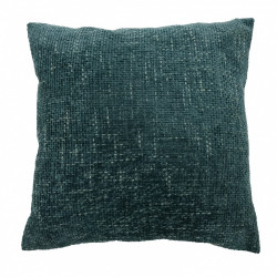 Coussin Chenille, bleu émeraude l.45 x H.45 cm de marque Sans marque, référence: J9111400