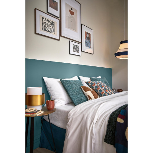 Coussin Chenille, bleu émeraude l.45 x H.45 cm - Sans marque