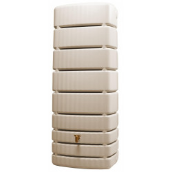 Récupérateur d'eau mural rectangulaire Slim sable 500L + robinet GARANTIA - GARANTIA
