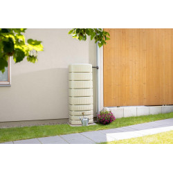 Récupérateur d'eau mural rectangulaire Slim sable 500L + robinet GARANTIA - GARANTIA
