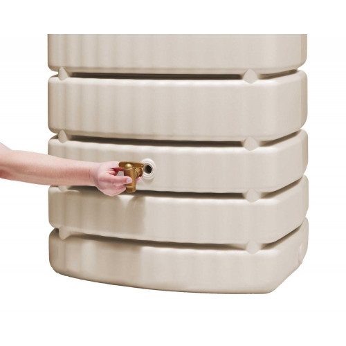Récupérateur d'eau mural rectangulaire Slim sable 500L + robinet GARANTIA - GARANTIA
