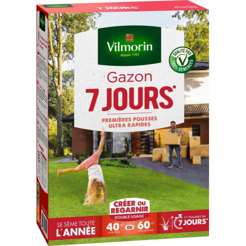 Gazon 7 jours VILMORIN, 1 kg, 40 m² - VILMORIN