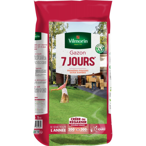 Gazon 7 jours VILMORIN, 5 kg, 200 m² - VILMORIN