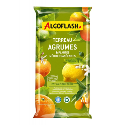 Terreau pour agrumes et plantes méditerranéennes, ALGOFLASH 6 litres - Algoflash