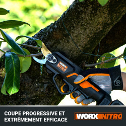 Sécateur sur batterie WORX WG330E, L.25 cm, 20 V - Worx