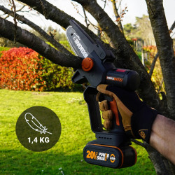 Tronconneuse elagueuse sur batterie WORX 20 V, guide de 12 cm sans batterie - Worx