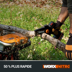 Tronconneuse elagueuse sur batterie WORX Wg325e 20 V, guide de 12 cm - Worx
