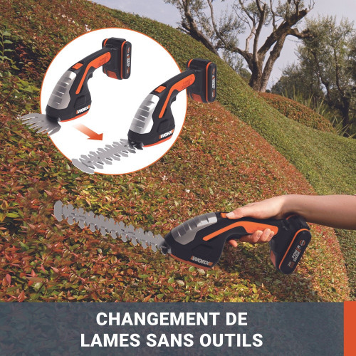 Cisaille sur batterie WORX Wp808e L.20 cm 20 V - Worx