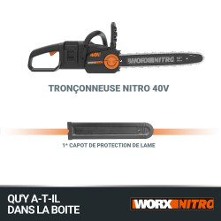 Tronconneuse sur batterie WORX 20 V, guide de 40 cm sans batterie - Worx