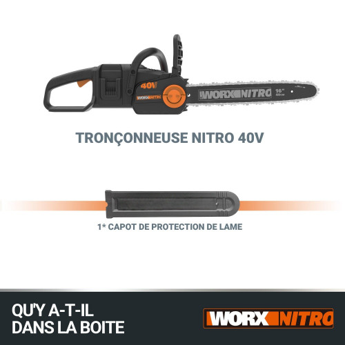 Tronconneuse sur batterie WORX 20 V, guide de 40 cm sans batterie - Worx