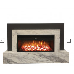 Cheminée électrique décorative – RHODES – 1800W – Télécommande – Gris marbre blanc de marque DLC Home, référence: B9084400