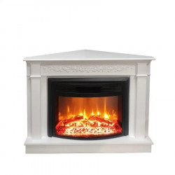 Cheminée électrique d’angle blanche – TORINO EF 4 – 1800W – télécommande - effet flame - DLC Home