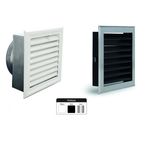 Grille de hotte à lamelles blanche avec boîtier obturateur Ø150 mm – 200 x 200 mm - Joncoux