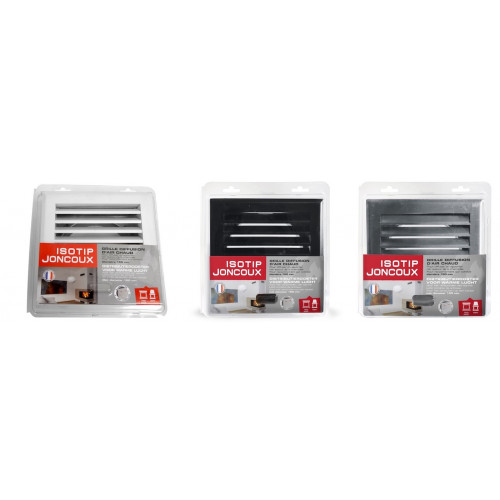 Grille d’air chaud à lamelles noire – 200 x 200 mm - Joncoux