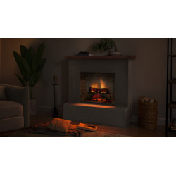 Cheminée électrique connectée 1400W - ROLF Powerflame 2 - effets flammes 3D, et crépitement - gris - TAGU