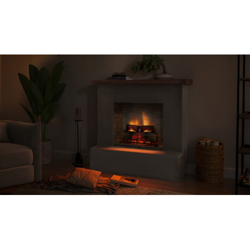 Cheminée électrique connectée 1400W - ROLF Powerflame 2 - effets flammes 3D, et crépitement - gris - TAGU