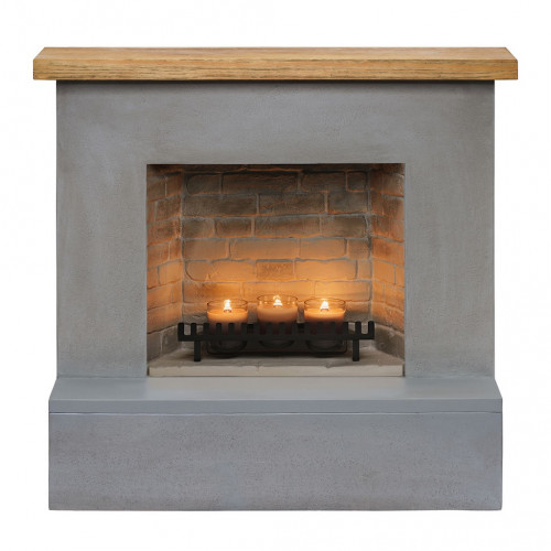 Cheminée électrique à bougies parfumées - ROLF Zenflame - Effets flammes et crépitement - Gris - TAGU