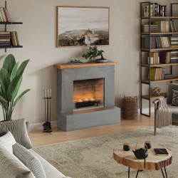 Cheminée électrique à bougies parfumées - ROLF Zenflame - Effets flammes et crépitement - Gris - TAGU