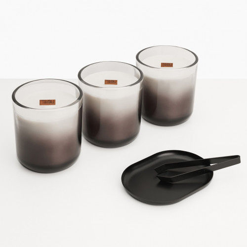 Cheminée électrique à bougies parfumées - ROLF Zenflame - Effets flammes et crépitement - Gris - TAGU