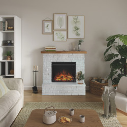 Cheminée électrique décorative "ROLF" Blanc - Powerflame de marque TAGU, référence: B9317900