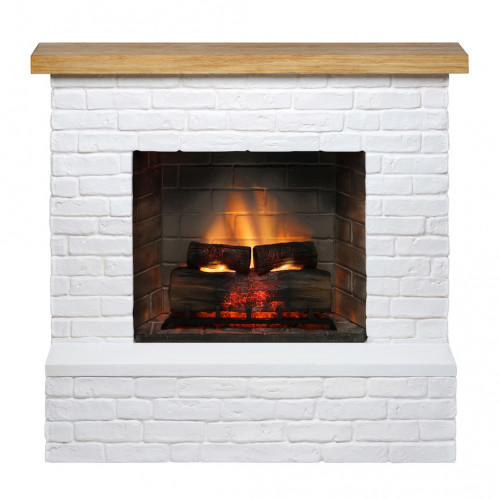 Cheminée électrique connectée 1400W - ROLF Powerflame 2 - effets flammes 3D, et crépitement - blanc - TAGU