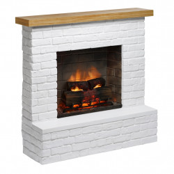 Cheminée électrique connectée 1400W - ROLF Powerflame 2 - effets flammes 3D, et crépitement - blanc - TAGU