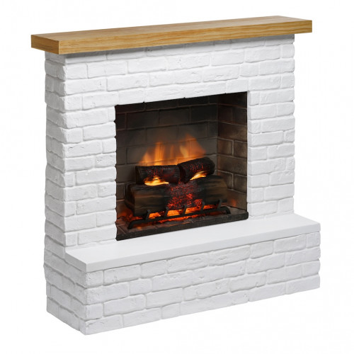 Cheminée électrique connectée 1400W - ROLF Powerflame 2 - effets flammes 3D, et crépitement - blanc - TAGU